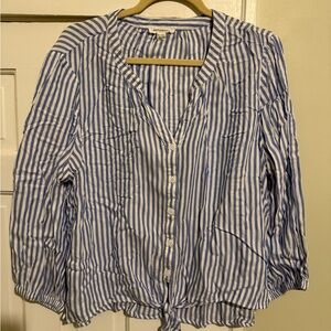 beachlunchlounge Blue and White Striped Blouse